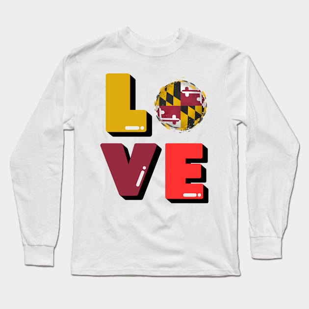 MARYLAND STATE LOVE SET DESIGN Long Sleeve T-Shirt by The C.O.B. Store